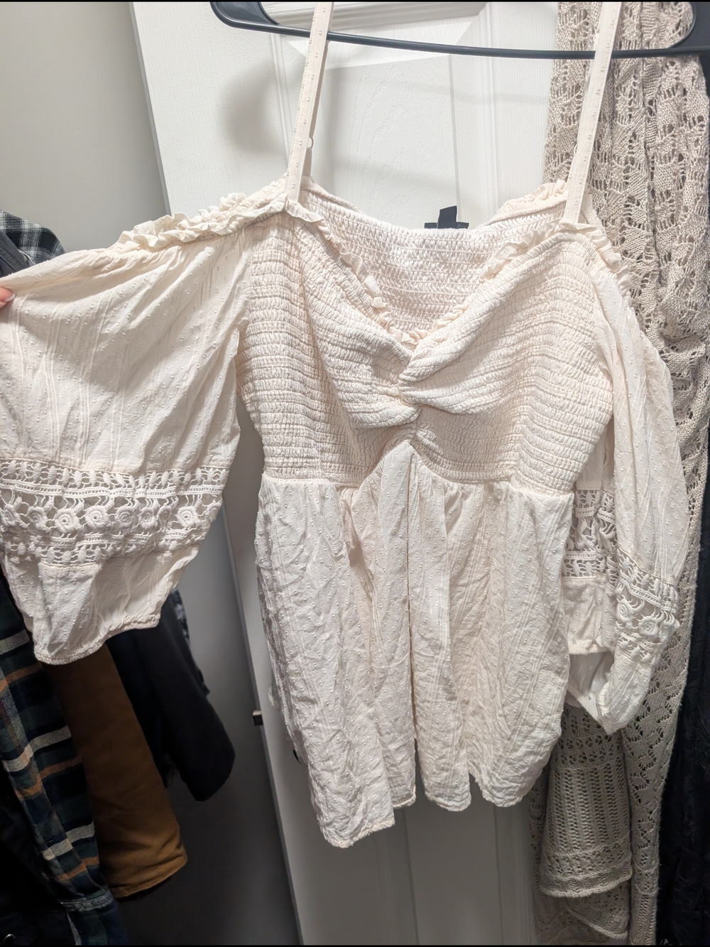 torrid Cream Off-Shoulder Peasant Blouse